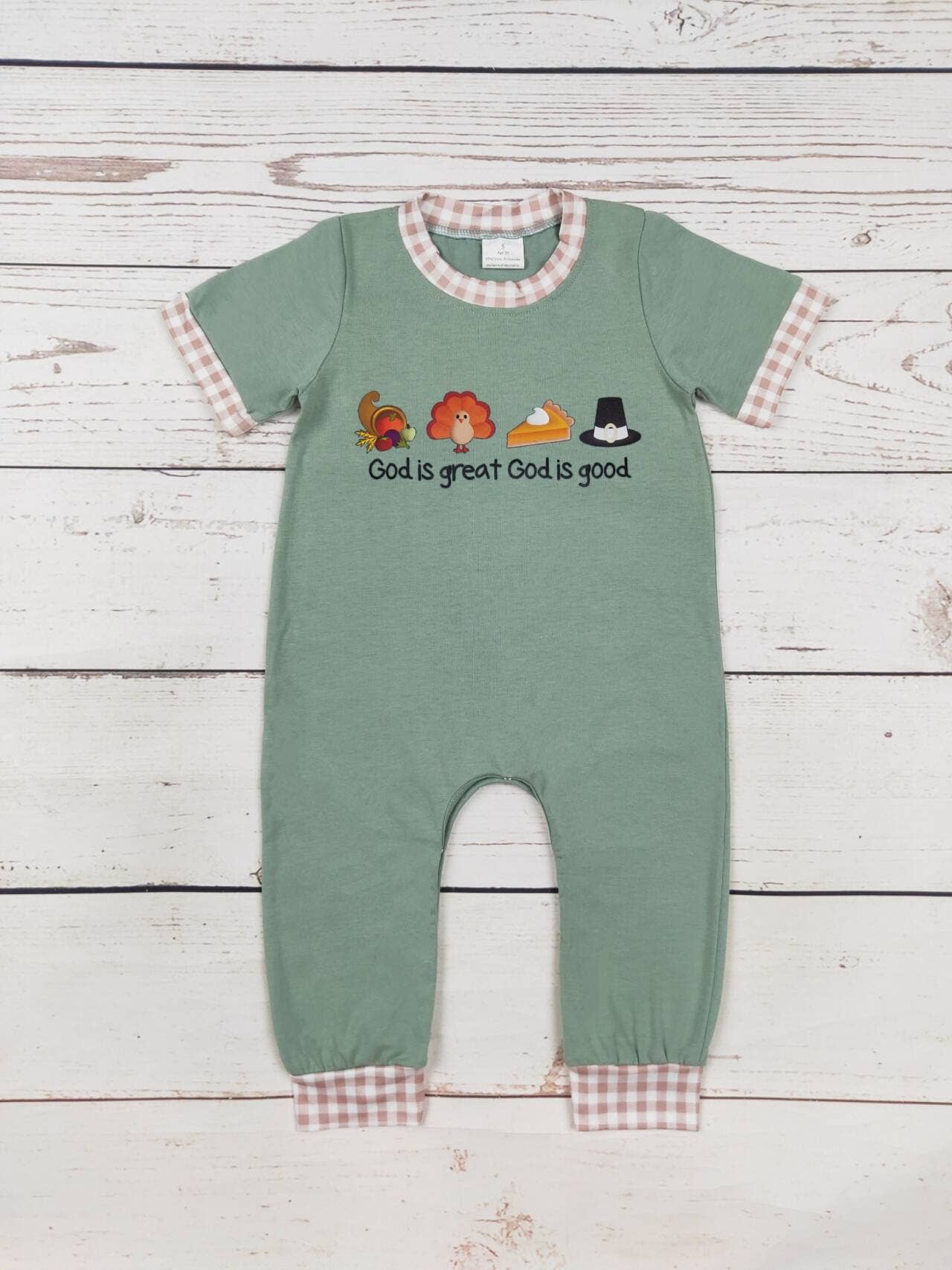 Baby Boy Turkey Printed Thanksgiving Romper