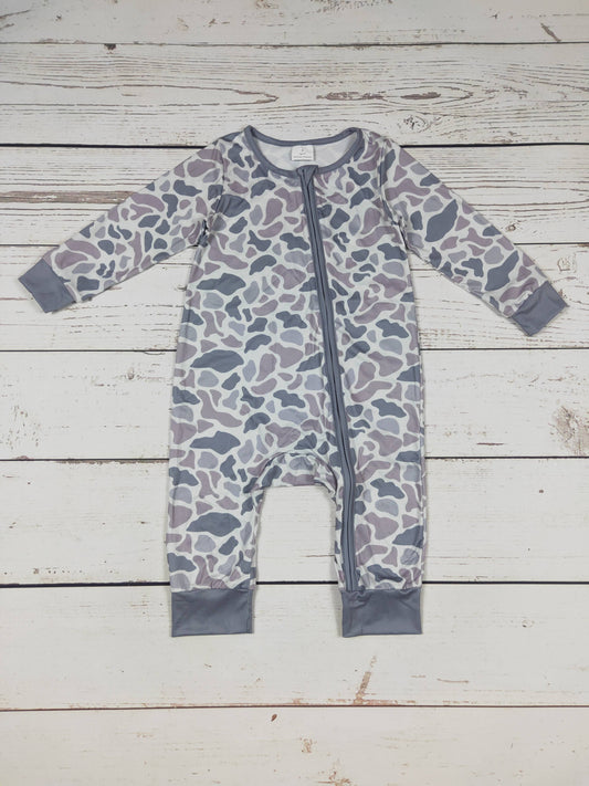 Baby Camouflage Print Zip Romper